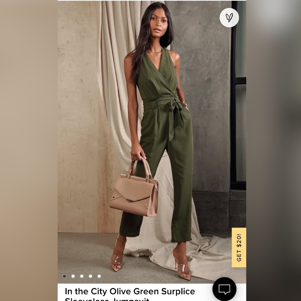 Lulu’s In the City Olive Green Jumpsuit